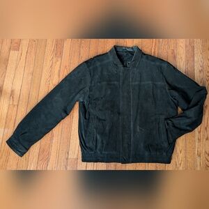 Vtg Knightsbridge Outerwear Mens Black Leather Suede Jacket Sz Large Full Zip